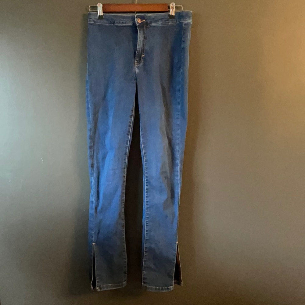 Free People High Rise Slit Hem Boot Cut Jeans